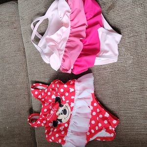 [BUNDLED TOGETHER] Two 0-3 Month Baby Girl Swimsuits